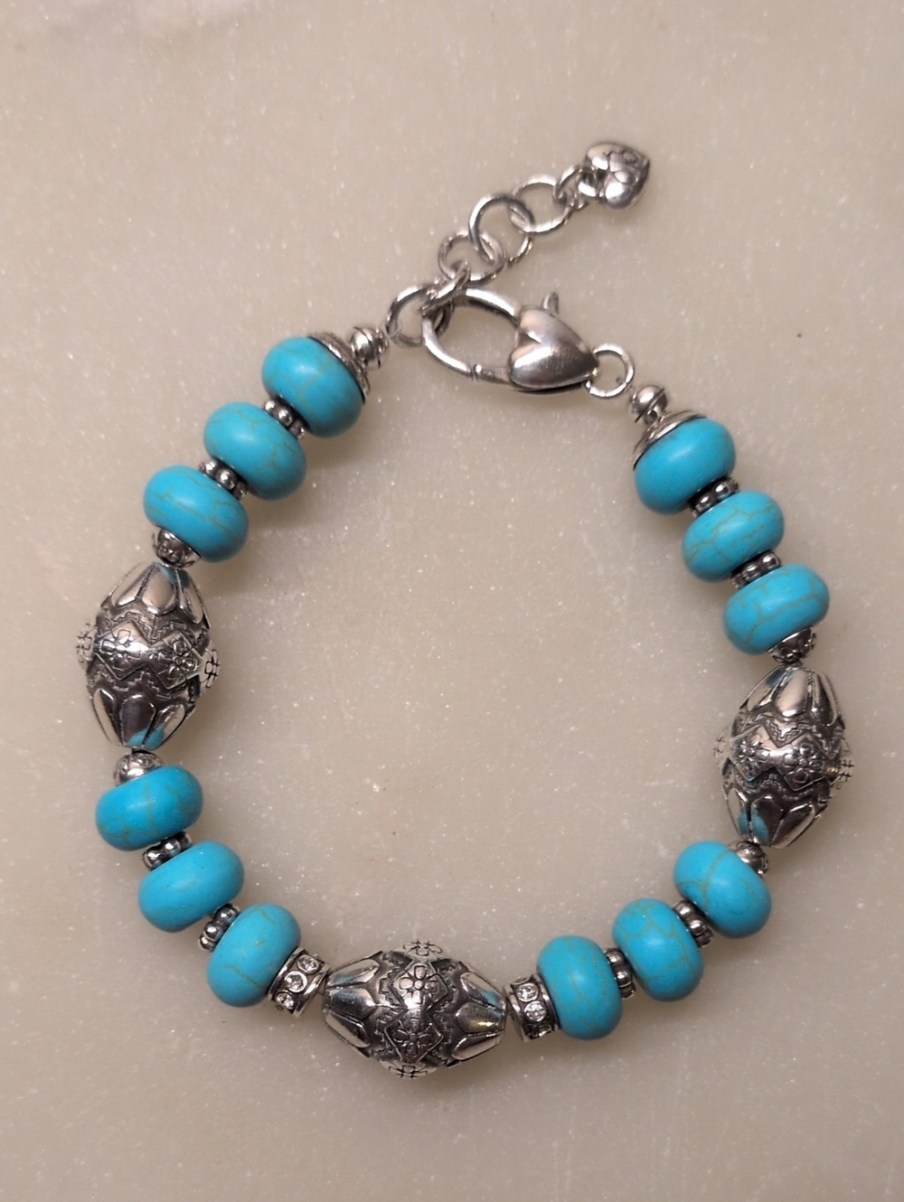 Brighton Turquoise Stones Beaded And Silver Bracelet